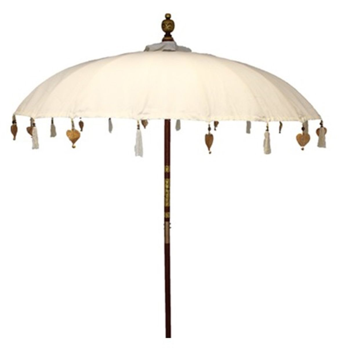Cannes - Parasol exotique en bois et tissu à la manière balinaise