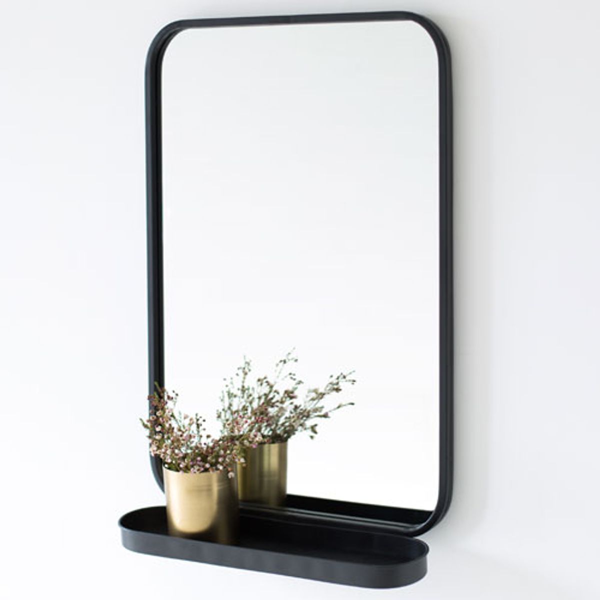 Miroir décoratif en métal noir avec plateau