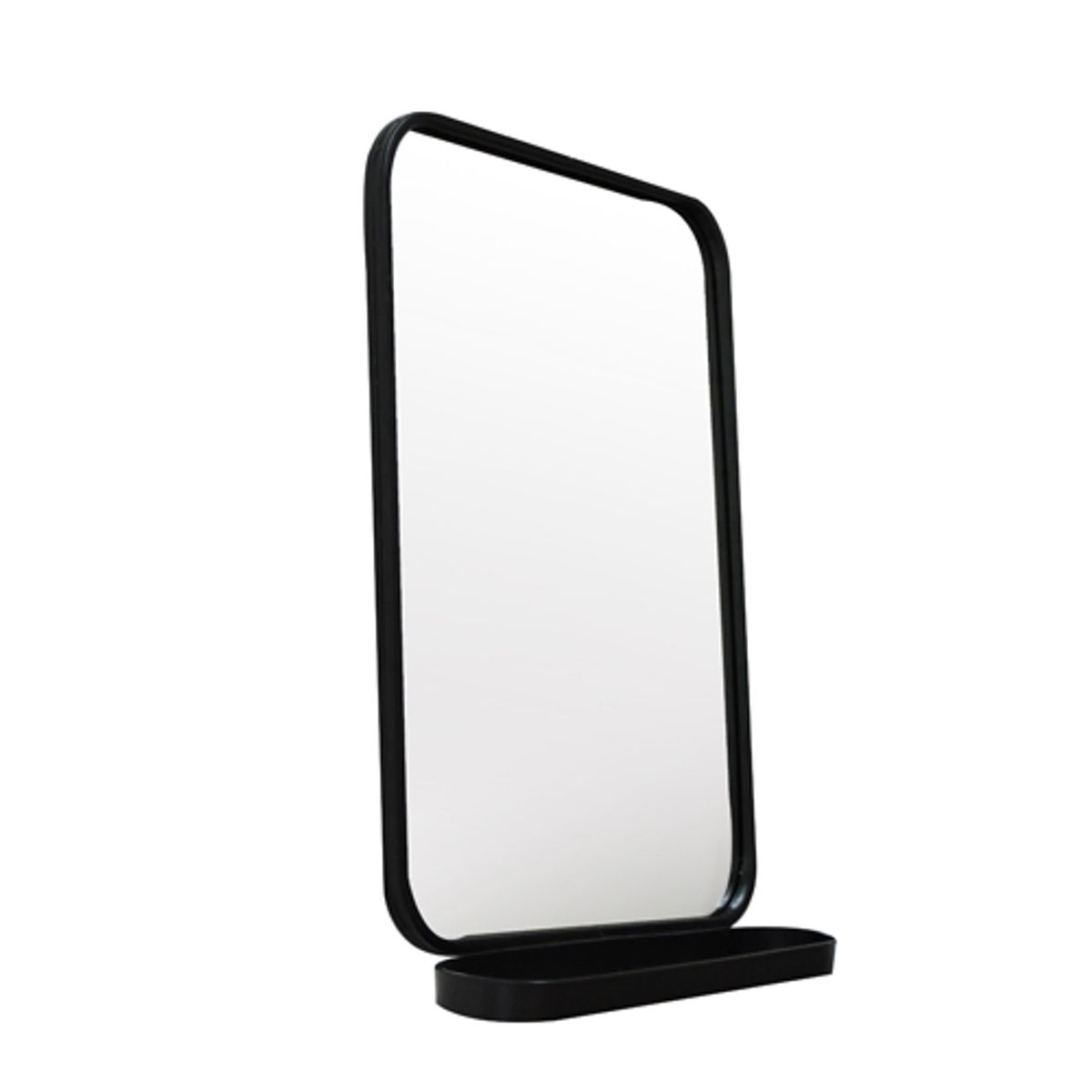 Miroir décoratif en métal noir avec plateau